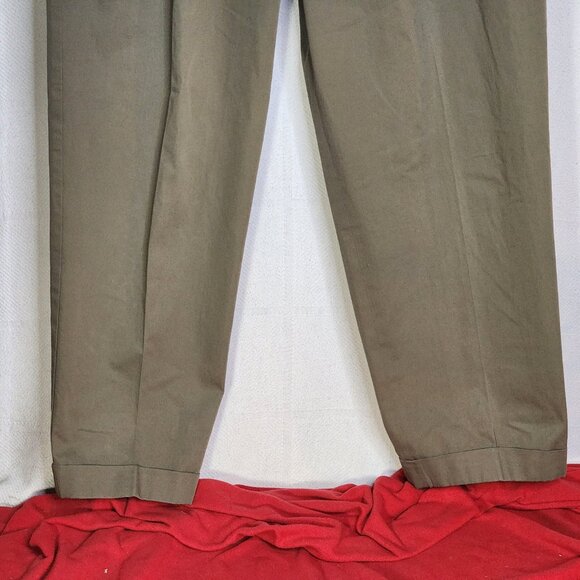 Faconnable Khaki Five Pocket Cotton Pleated Cuffed Notched Back Dress Pant Sz 40 - Picture 6 of 16